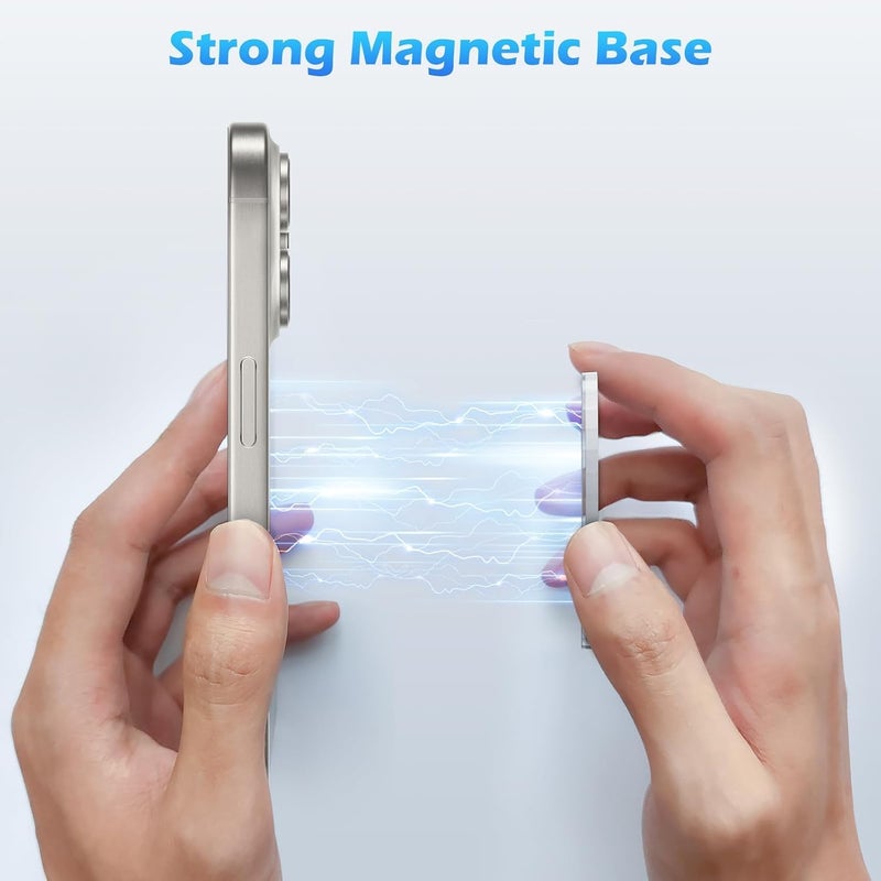 imluckies Magnetic Base Compatible with PopSocket Phone Grips and MagSafe iPhone Series Case, Removable Kindle/Phone Holder Base, Thin & Light Portable Plate, Matte Clear - Image 2